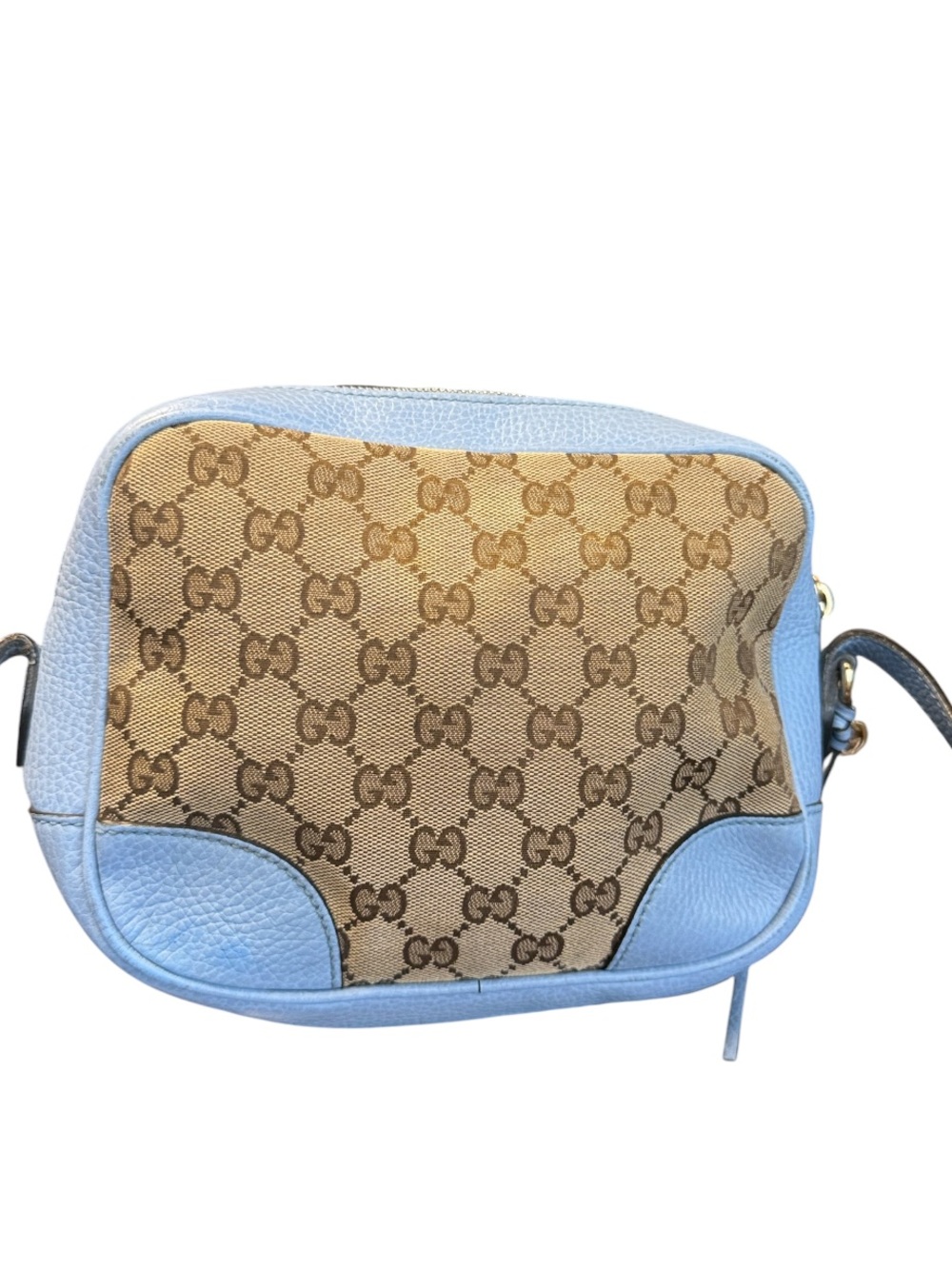 Gucci Bree GG Supreme Blue & Brown Canvas & Leather Crossbody Camera Bag - Picture 7 of 10